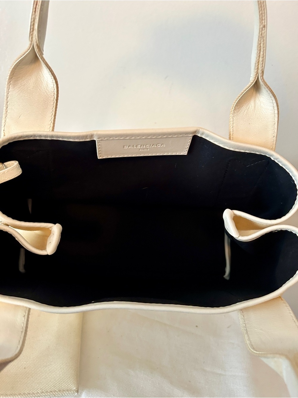 Balenciaga Calabasas Canvas Tote in Pale Cream with Black Logo - Picture 9 of 11